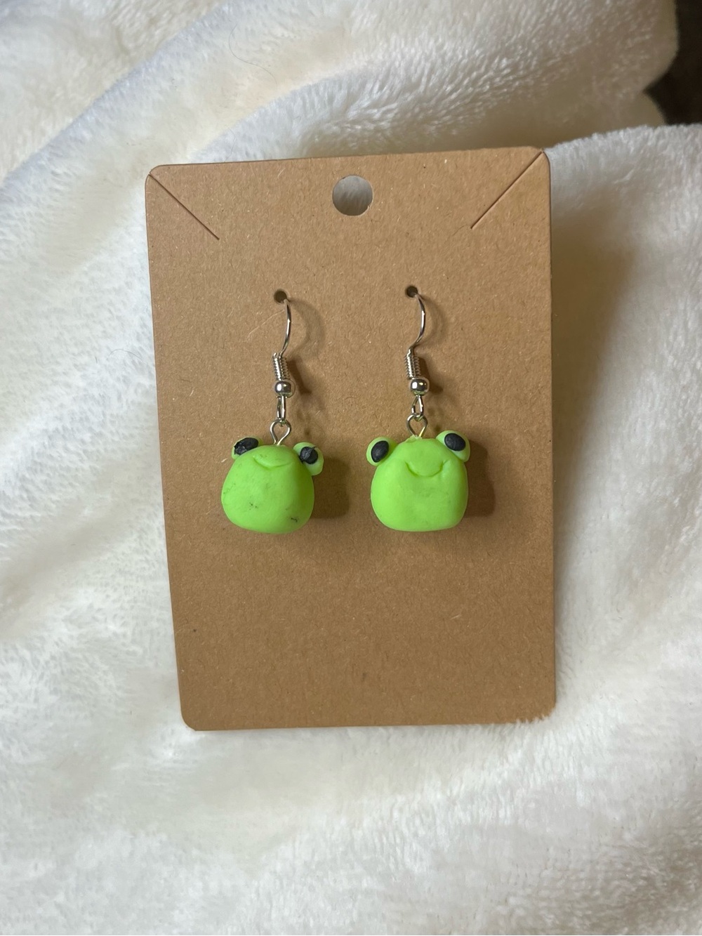 Handmade Polymer Clay 3D Frog Earrings